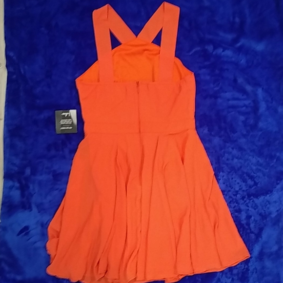 NWT Lulu's Coral Red Skater Dress - Picture 4 of 7